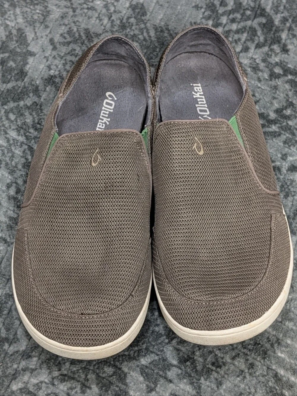 Olukai Nohea Mesh Shoe Men's 11.5 Brown Slip-On Casual Beach Boat Shoe Comfort